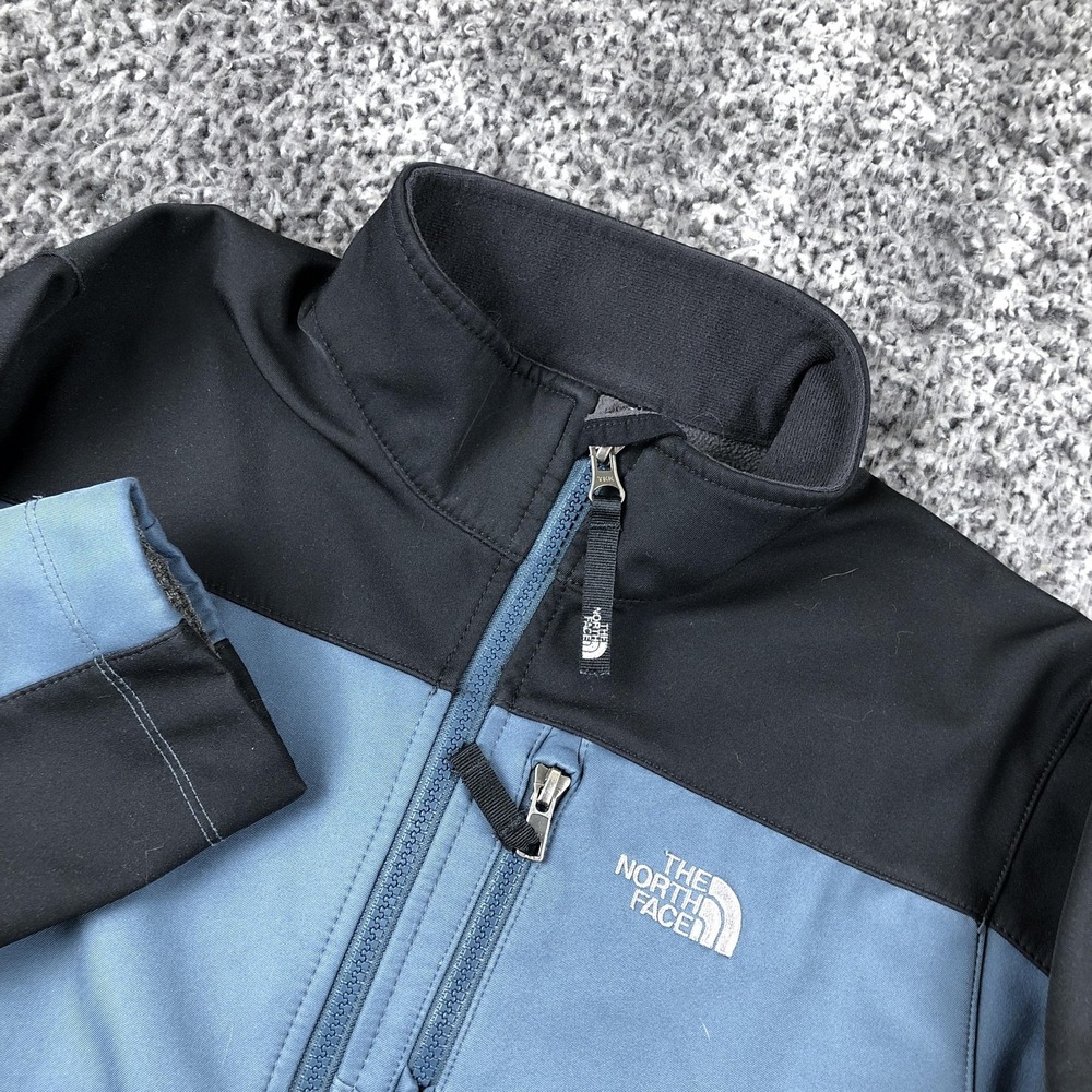 The North Face Jacket Boys Large 14/16 Blue Softshell Fleece Lined Full Zip